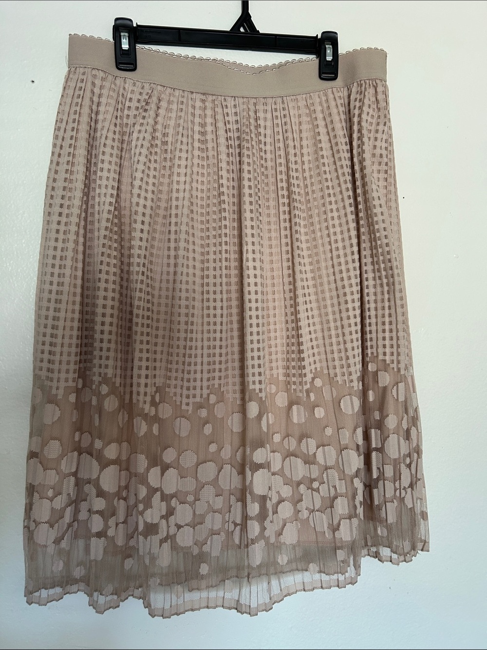 Women's Beige Midi Pleated Pattern Skirt